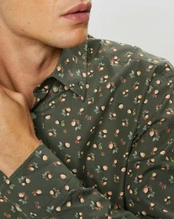 Chemise Slim Fit imprimée kaki