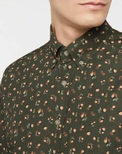 Chemise Slim Fit imprimée kaki