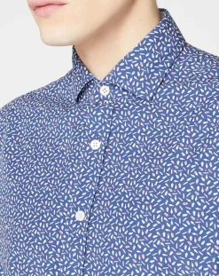 Chemise Slim Fit imprimée bleu foncé