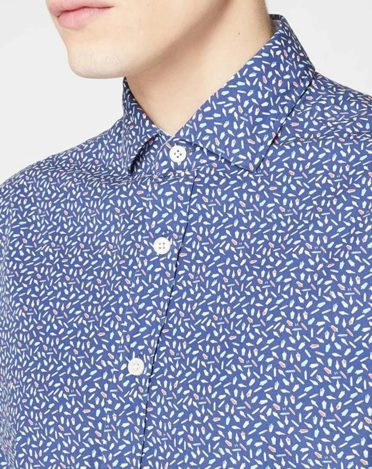 Chemise Slim Fit imprimée bleu foncé