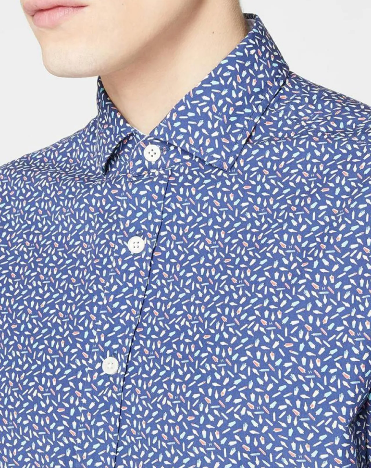 Chemise Slim Fit imprimée bleu foncé