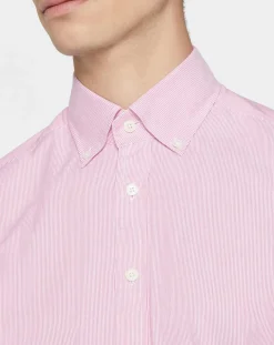 Chemise Slim Fit Milleraie Oxford blanc/rose