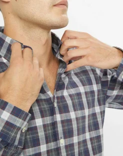 Chemise Slim Fit Moy à carreaux gris/bleu/rouge