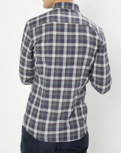 Chemise Slim Fit Moy à carreaux gris/bleu/rouge