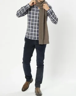 Chemise Slim Fit Moy à carreaux gris/bleu/rouge