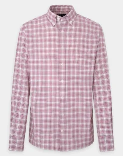 Chemise Slim Fit Oxford à carreaux rouge