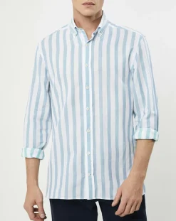 Chemise Slim Fit Patch à rayures bleu moyen