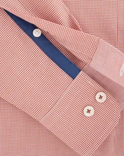 Chemise Slim Fit Pop à micro vichy rouge/blanc