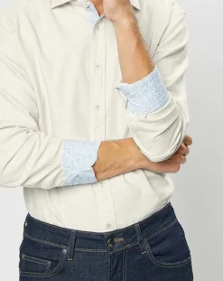 Chemise Slim Fit Trim Twil Sport beige