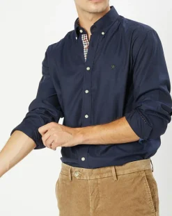 Chemise Slim Fit unie bleu foncé