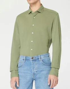 Chemise Slim Fit Unie Piquée kaki