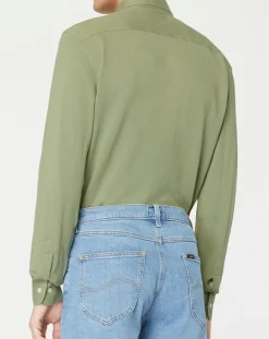 Chemise Slim Fit Unie Piquée kaki