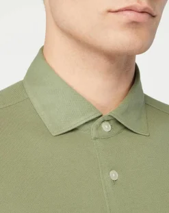 Chemise Slim Fit Unie Piquée kaki