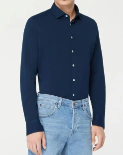 Chemise Slim Fit Unie Piquée bleu marine