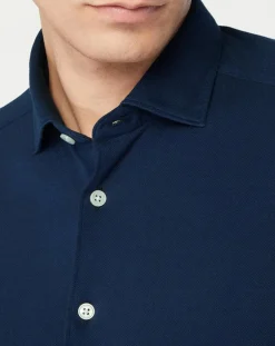 Chemise Slim Fit Unie Piquée bleu marine