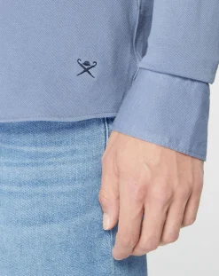 Chemise Slim Fit Unie Piquée bleu chiné