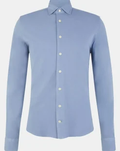 Chemise Slim Fit Unie Piquée bleu chiné