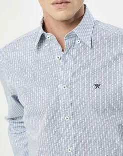 Chemise Slim Fit Vague imprimée bleue