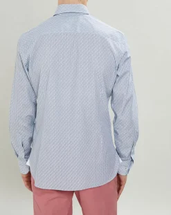 Chemise Slim Fit Vague imprimée bleue