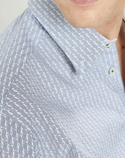 Chemise Slim Fit Vague imprimée bleue