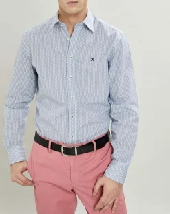 Chemise Slim Fit Vague imprimée bleue