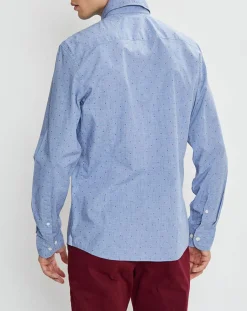 Chemise Slim Fit Wash fil coupé bleue