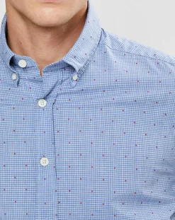 Chemise Slim Fit Wash fil coupé bleue