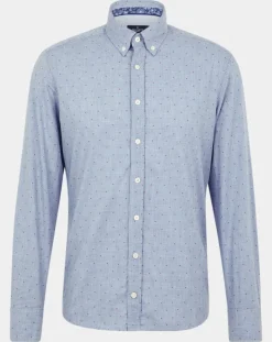 Chemise Slim Fit Wash fil coupé bleue