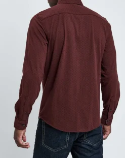 Chemise Slim Flex motifs rouge foncé/marine