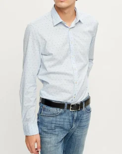Chemise slim imprimée bleu ciel