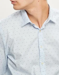Chemise slim imprimée bleu ciel