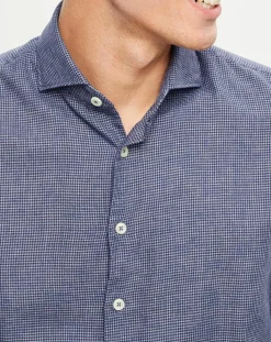 Chemise slim micro imprimée bleu marine