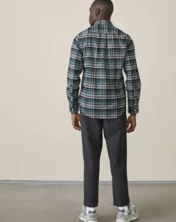 Chemise slim Mire à carreaux vert/marine