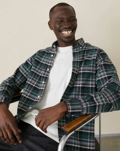 Chemise slim Mire à carreaux vert/marine