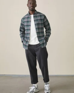 Chemise slim Mire à carreaux vert/marine