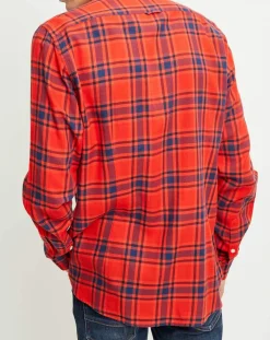Chemise slim Pilou carreaux rouge/bleu