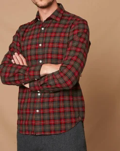 Chemise Slim Storm rouge/noir/écru/camel/gris
