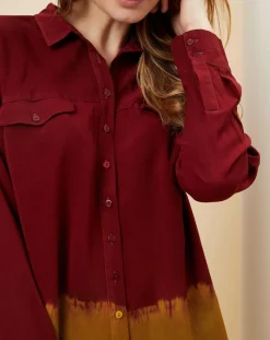 Chemise Teophane Bicolore bordeaux