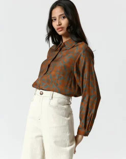 Chemise Zoé gris/marron