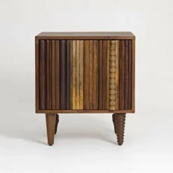 Chevet 1 porte droit Manguier Ramon Naturel - 45x40x50 cm