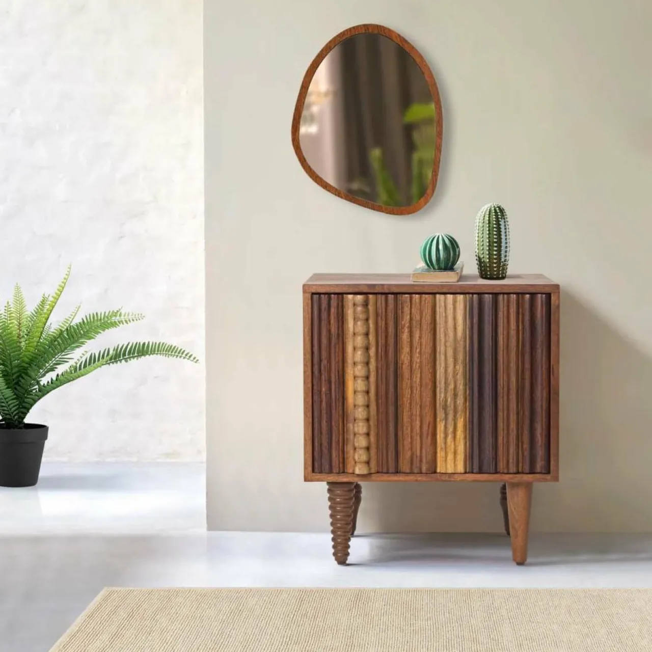 Chevet 1 portes gauche Manguier Ramon Naturel - 45x40x50 cm