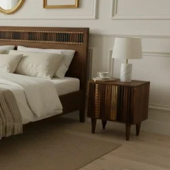 Chevet 1 portes gauche Manguier Ramon Naturel - 45x40x50 cm