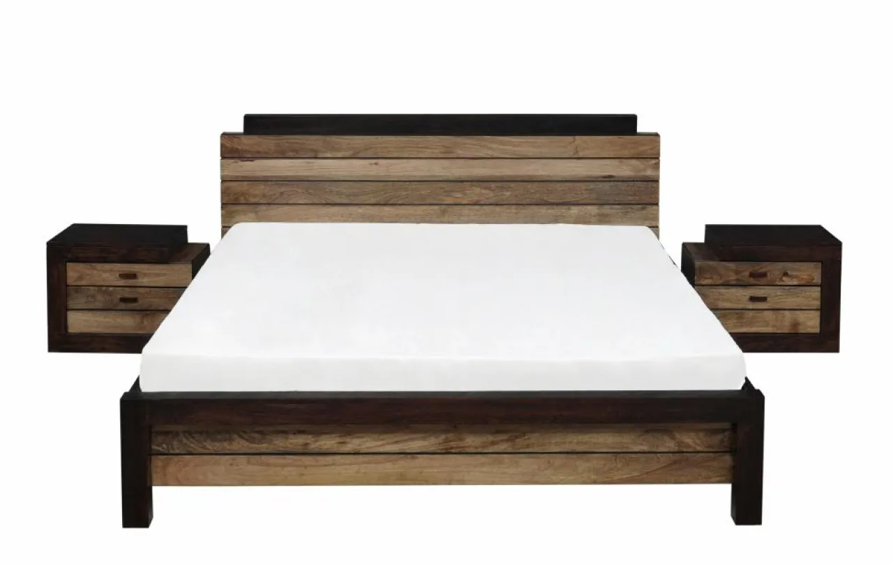 Chevet bois bicolore - débord gauche Naturel - 54x38x42 cm