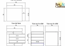 Chevet bois bicolore - débord gauche Naturel - 54x38x42 cm