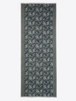 Coffret écharpe fleurie en viscose bleu cobalt - 185x70 cm
