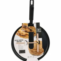 Coffret crépière induction avec ustensiles noir/blanc - 44.5x28.5 cm