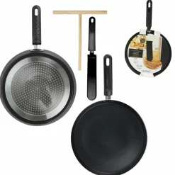 Coffret crépière induction avec ustensiles noir/blanc - 44.5x28.5 cm