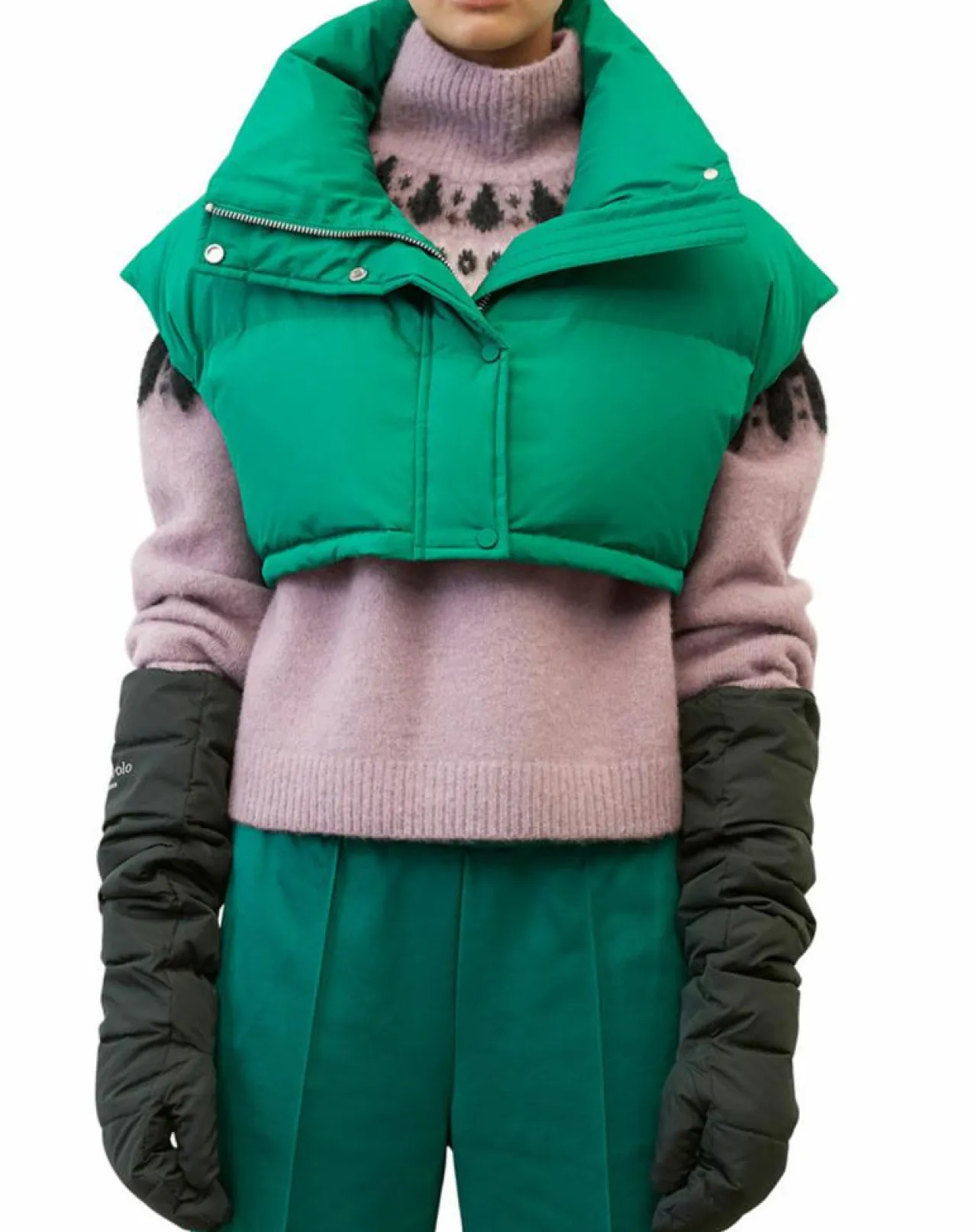 Col type doudoune vert