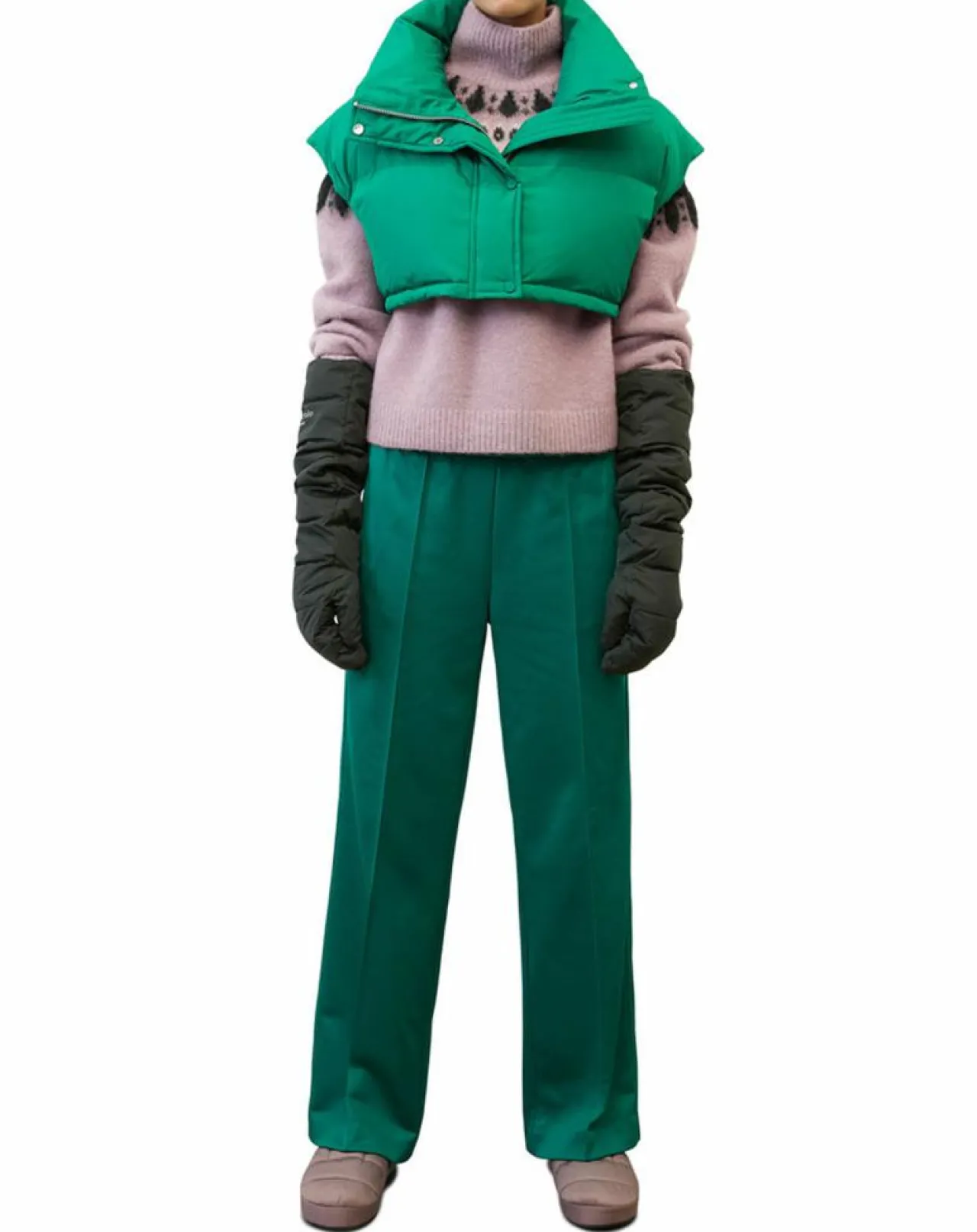 Col type doudoune vert