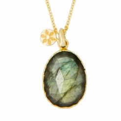 Collier Alba Labradorite en laiton doré